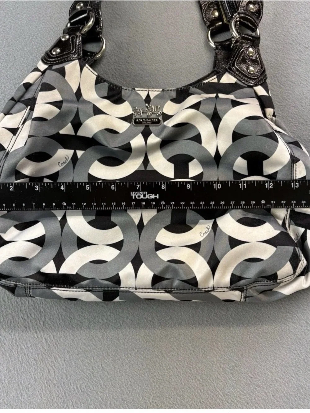 Coach Black, Gray & White Signature Link Hobo Bag